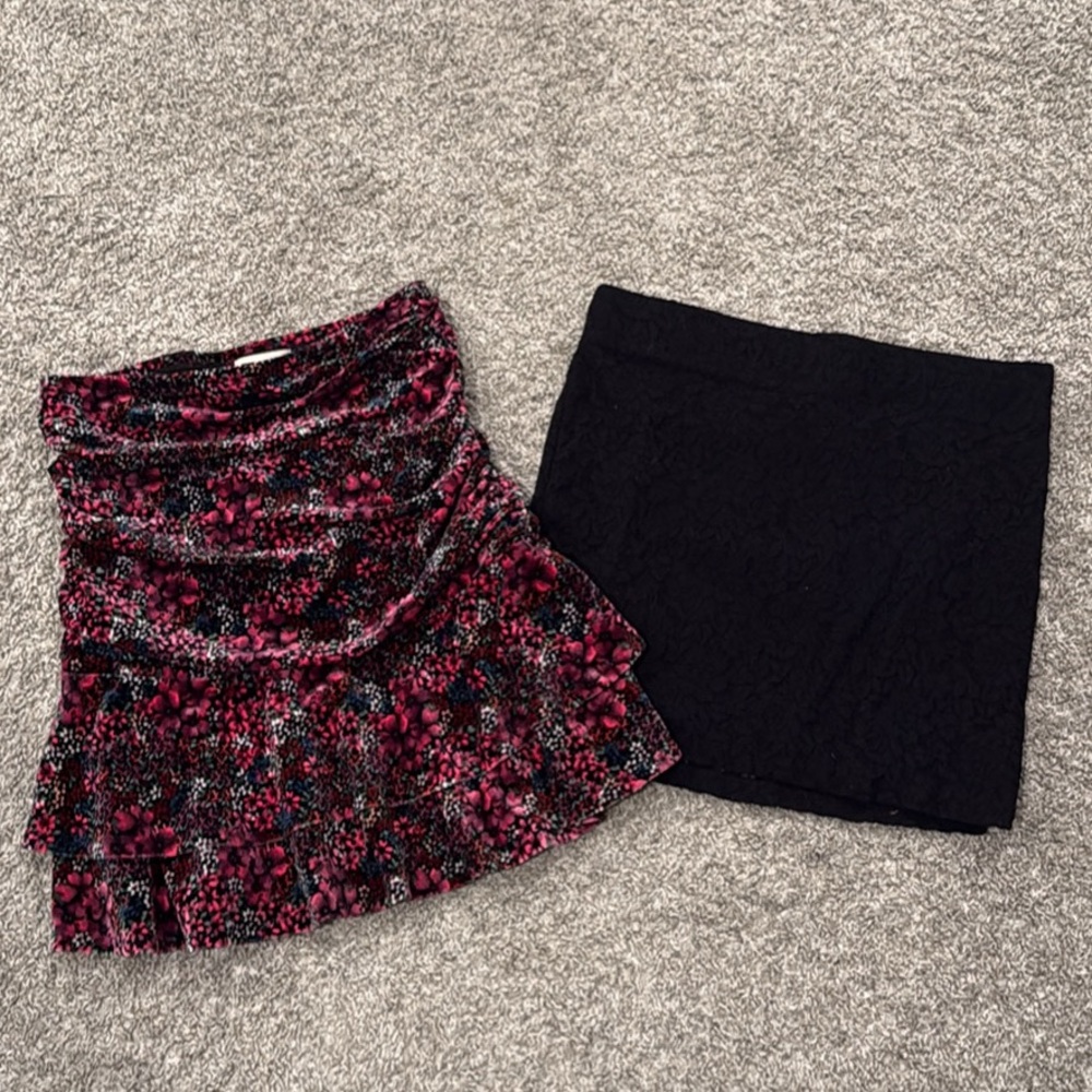 Floral and Black Women's Skirt Set